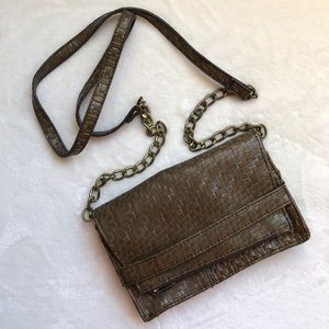 Smart Set brown small purse clutch handbag brass hardware